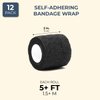 Juvale 12-Rolls Self Adhesive Bandage Wrap, Vet Tape - 2 in x 5 Yds Breathable, Elastic Cohesive Wrap Tape for Wrist, Swelling, Sports, Tattoo (Black)