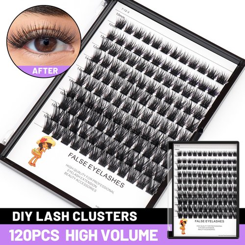 Bodermincer 120pcs 8-10-12-14mm Mixed,10-12-14-16mm Mixed Segment Clusters Individual Lashes Professional Makeup Individual Cluster EyeLashes Grafting Fake False Eyelashes Eyelash Extension Individual