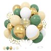 Sage Green and Gold Balloons, Olive Green White Metallic Gold Confetti Latex Balloons Set for Birthday Baby Shower Wedding Jungle Safari Boy Party Supplies Arch Garland Decoration