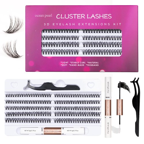 DIY Lash Extension Kit 200pcs Lash Clusters Eyelash Extension Kit 40D 10-16mm Individual Eyelashes with Lash Bond and Seal and Lash Tweezers Easy to Apply at Home (40D-0.07D-10-16MIX KIT)