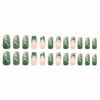 BABALAL Green Press on Nails Medium Square Fake Nails French Tip Stick on Nails Gold Design Acrylic Nails 24Pcs Squoval False Nails