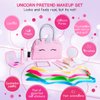 Pretend Play Makeup Kit for Little Girls with Unicorn Purse: Fake (Not Real) Make up Toy Set for Toddlers and Kids - Includes Hair and Nails Accessories, Baby Girl Toys Princess Toddler Gift Set