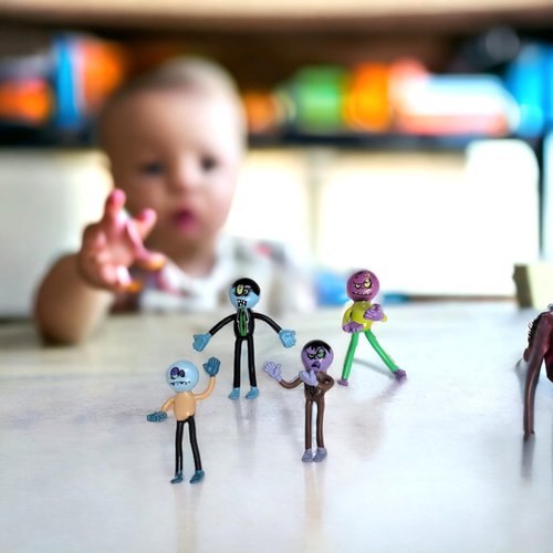 Zugar Land Assorted Halloween Bendable Rubber Zombies (3.75") Monster Action Figures Bendable Limbs Sensory Stress Relief Fidget Toys. Great Party Favor Trick or Treat Supplies (6 Zombies)