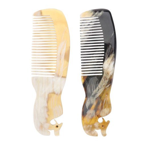 Healifty 2 Pcs Phoenix Horn Comb Healthy Comb Sheep Horn Comb Ox Horn Hair Comb Natural Horn Comb Hair Combs for Women Beard Comb Phoenix Hair Comb Mens Comb Manual Wooden Comb Horns Women's