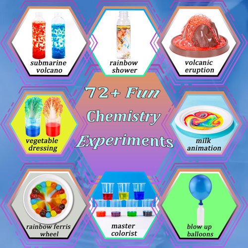 EXBEPE Science Kits for Kids 72+ Science Lab Experiments Erupting Volcano,Rainbow Rain,Artificial Snow Magic Chemistry Toy DIY Science Educational Learning Kit for Boys Girls