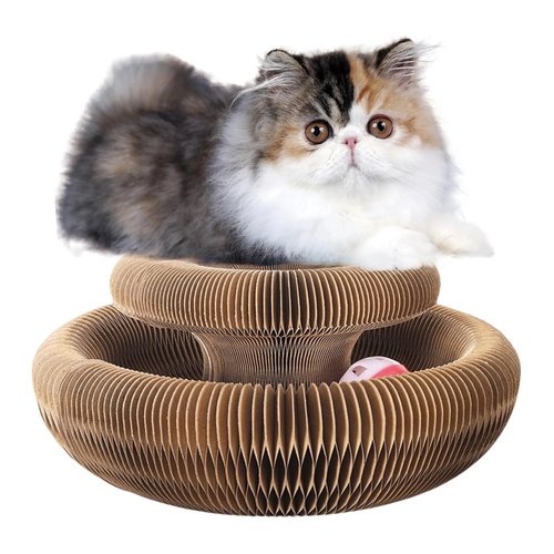 Magic Organ Cat Scratching Board-Comes with a Toy Bell Ball, Cat Ball Scratcher Toy Grinding Claw, Scratch Magic Ball for Cats Foldable, Cat Toy Interactive, Cat Scratch Toy Christmas