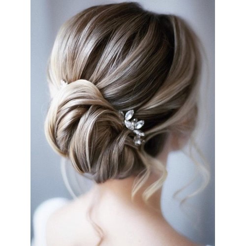Jakawin Bride Wedding Hair Pins Crystal Hair Piece Rhinestone Bridal Hair Accessories for Women (Pack of 5) HP068 (Rose Gold)
