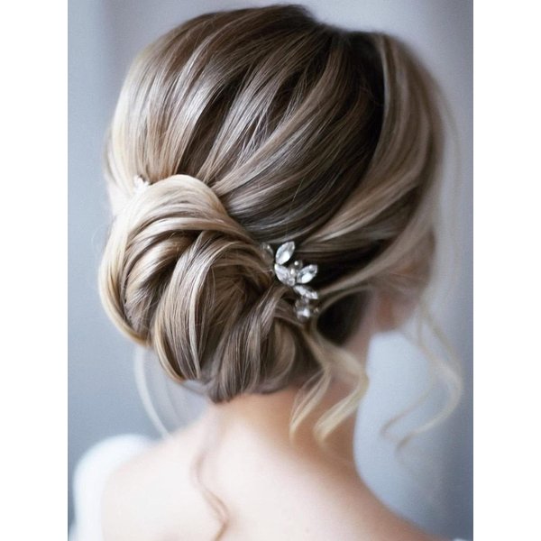 Jakawin Bride Wedding Hair Pins Crystal Hair Piece Rhinestone Bridal Hair Accessories for Women (Pack of 5) HP068 (Rose Gold)