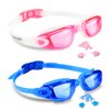 EverSport Swim Goggles, Pack of 2, Swimming Glasses for Adult Men Women Youth Kids Child, Anti-Fog, UV Protection, Shatter-Proof, Watertight(Blue&Pink)