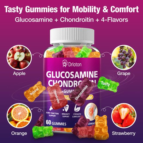 2-Pack 3000mg Glucosamine Chondroitin Gummies with MSM & Elderberry, Joint Supplements for Women Men, Extra Strength Joint Нealth, Flеxibility, Αntioxidant, Immunе Support Supplement Gummy, 120Gummies