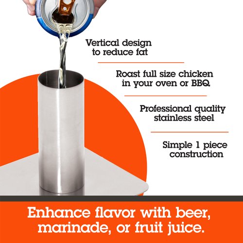 Camerons Stainless Steel Beer Can Chicken Stand Roaster - BBQ Beer Can Chicken Holder - Indoor & Outdoor Use- Enhance Meal Flavor w/Juicy Poultry on Barbecue Grill Rack - Grilling Accessory Gift Idea