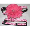 Small Pink Leopard Print 4" Flower Dog Harness or Cat Harness: Neck 10-14" Girth 14-20"