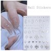 Shiny Crystal Heart Sun Moon Star Nail Stickers for Nail Art,6 Sheets Silver Gold Black Heart Sun Moon Stars Nail Decals 3D Self-Adhesive Nail Designs Sticker for Acrylic Natural Nail Decoration DIY