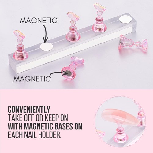 Makartt Nail Stand for Press On Nails Display Practice Art Magnetic Fake Nail Holder for Painting Nails Stand for False Nail Designs with Reusable Putty for Home DIY Beginner Salon Supplies