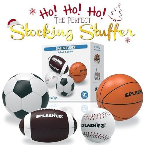 SplashEZ Mold Free Bath Toys for Kids & Toddlers, Sealed No Hole Baby Bath Toys, Soft Durable Sport Balls Set, Float on Water, No Mold Design for Shower Tub Pool, Infant Babies Ages 0-1-3-6-12-18 Mo