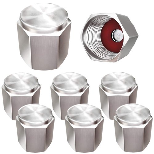 Brass (8 Pack) Tire Valve Caps Silver, Premium Metal Rubber Seal Tire Valve Stem Caps, Dust Proof Covers Universal fit for Cars, SUVs, Bike and Bicycle, Trucks, Motorcycles