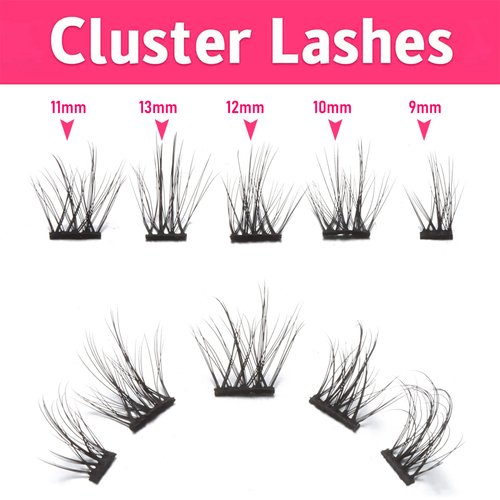 outopen 10 Pairs Cluster Lashes Natural Look Manga Lash Clusters C Curl Wispy Individual Eyelashes Cat Eye Lashes DIY Eyelash Extensions(B03-TM30)