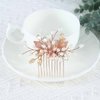 YBSHIN Pearl Bride Wedding Hair Comb Rose Gold Flower Hair Pieces Rhinestone Crystal Headpieces Bridal Hair Accessories for Women