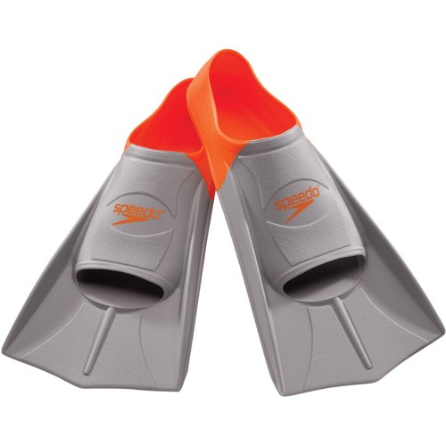 Speedo unisex adult Rubber Short Blade training swim fins, Orange/Grey, XXS - Youth Shoe Size 1-3 US