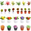 25 Pieces Dollhouse Potted Plants Miniature Artificial Plant Tiny Bonsai Model Mini Flowerpot Fake Succulent Doll House Mini Plant Model Figure for 1:12 Dollhouse Decor Mini Garden (Cute Style)