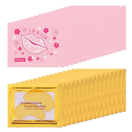 30 Pairs Lip Masks & Eye Mask, 24K Gold Gel Eye Masks,Moisturizing Collagen Lip Masks Crystal Lip Care Gel Pads Patches, for Dry Lips,Effectively Nourishes Lip & Eye Skin Care