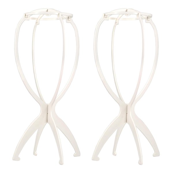 EOOCET Wig Stand, Portable Wig Holder Wig Head Stand for Multiple Wigs, Durable Display Stand Tool for Wig, Hat and Cosplay Mask, Travel Wig Stand (White-2 Packs)