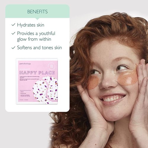 Patchology Happy Place Under Eye Patches - Overnight Anti-Aging Eye Masks for Dark Circles, Puffy & Eye Bags, & Wrinkles - Brightening & Depuffing Skin Care Eye Pads for a Youthful Glow (5 Pairs)