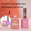 FZANEST Clear Rubber Base Gel and Diamond Top Coat Set,5 in 1 Builder Base Gel For Nails Ultra Shine No Wipe Top Coat Gel Nail Polish Kit,Long Lasting Base Structure Strengthener Gel