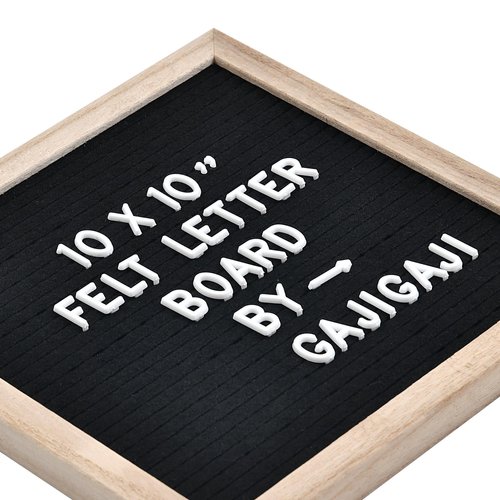 Felt Letter Board with 294 Letters, Numbers, Symbols - 10x10 inch Changeable Message Board with Wooden Frame Wall Mount (Black)