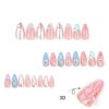 Stiletto Press on Nails Medium Almond Fake Nails French Tip False Nails with Designs 3D Butterfly Flowers Pearls Glue on Nails Full Cover Glossy Acrylic Stick on Nails for Women Girls 24Pcs