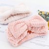 YISSION 2PCS Spa Headband with Bow No Slip Head Band for Face Wash Makeup Skincare Facial Headband Elastic Hair Band Microfiber Headbands for Women Girls (White Pink)