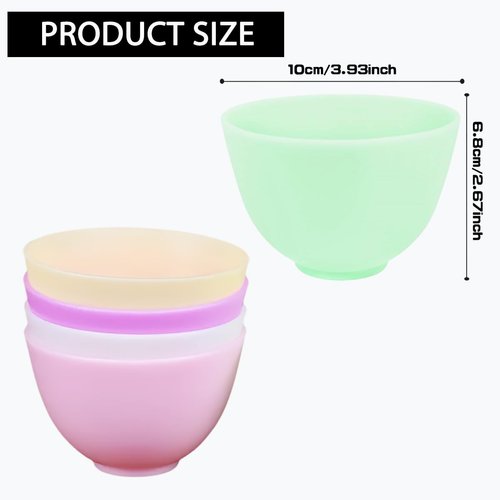 Rowcay 5-Piece Silicone Mixing Bowl Set, 3.93-Inch Microwaveable Silicone Bowls for Facial Masks, Mud Masks, and Other Skin Care Products Facial Bowls for Estheticians. (5 colors)