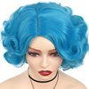 GNIMEGIL Blue Big Short Curly Wigs for Women Layered Wavy Bob Wig Cosplay Carnival Party Costume Synthetic Halloween Wigs