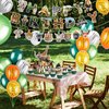 56Pieces Safari Animals Birthday Party Decorations Include Animals Birthday Banner Jungle Balloons Cupcake Toppers for Boys Girls Wild Jungle Theme Decorations Safari Theme birthday Decorations