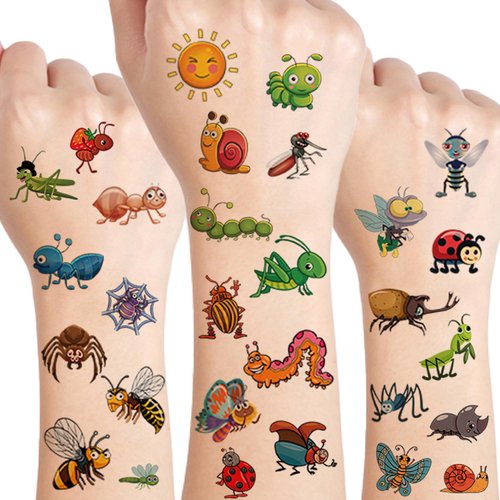 UVUXO Bug Temporary Tattoo for kids - 110 Styles Insect Temporary for Girls Boy Body Arm Shoulder Cute Tattoos Stickers, Birthday Party Supplies Gifts for Kids