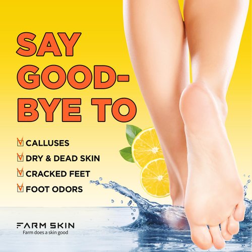FARMSKIN Foot Peeling Mask Brightening with Vitamin C - Foot Peel Mask/Exfoliating Peeling Mask for Cracked Feet/Dead Skin Remover for Baby Soft Feet(Pack of 3)