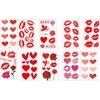 HAIIDOAK Kiss Temporary Tattoos for Adults, 10 Sheets Kiss Tattoos with Heart, Rose and Red Lip Prints Designs for Valentine's Day Party