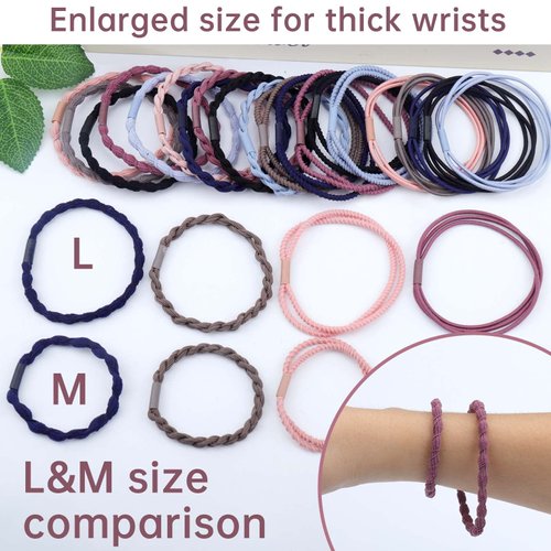AIERSA 24 Pcs Oversize Bracelet Hair Ties for Women/Girls,Will Not Strangle The Wrist,Boho Hair Tie Bracelets,Cute Bracelet Ponytail Holders,No Damage Hair Elastics Band for Thick Hair Curly Hair
