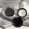 3-Pack Round Portable Folding Travel Hair Brushes with Built-in Mirror, Mini Hair Comb, Compact Size for Men, Women, and Girls