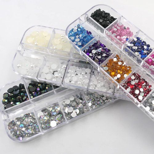 Lifextol Rhinestones for Crafting Nail Pearls for Nail Art Flatback Pearls for Crafts Rhinestones for Nails Face with Tweezers and Picking Pen, Kit C