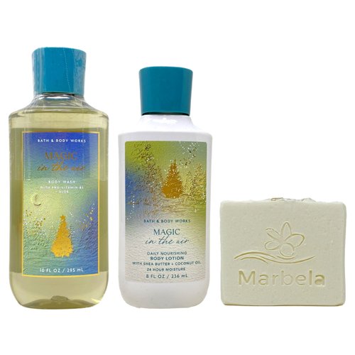 Bath & Body Works Magic In The Air Duo Gift Set - Body Wash and Body Lotion - with a Natural Oats Bar Soap - Full Size