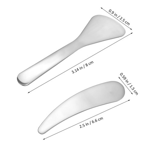 Healifty Mini Metal Cosmetic Spatula, 2pcs Skincare Spatulas, Mini Cosmetic Spoon, Reusable Facial Applicator Cosmetic Spatula for Cream, Lotions, Moisturizers