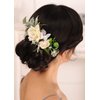Kercisbeauty Women White Rose Flower Hair Comb Wedding Green Hair Accessories for Brides Bridesmaid Bun Hair Piece