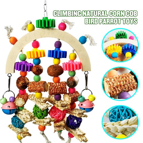 Kewkont Bird Toys Parrot Toys Natural Corncob Wooden Mango Solid Chew Toys for Small and Medium Parrots, African Grey Parrots, Cockatiels, Poodles, Sun Parrots, Lovebirds