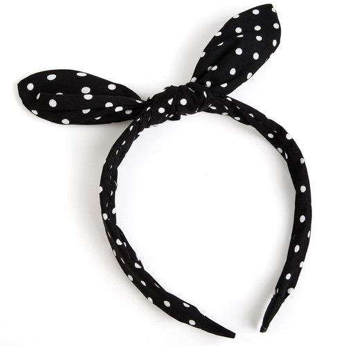 Huachi Bow Headbands for Women Halloween 1950s Black Polka Dot Hairbands Cute Bunny Ears Head Bands for Women's Hair Accessories Turban Headwear Headpiece
