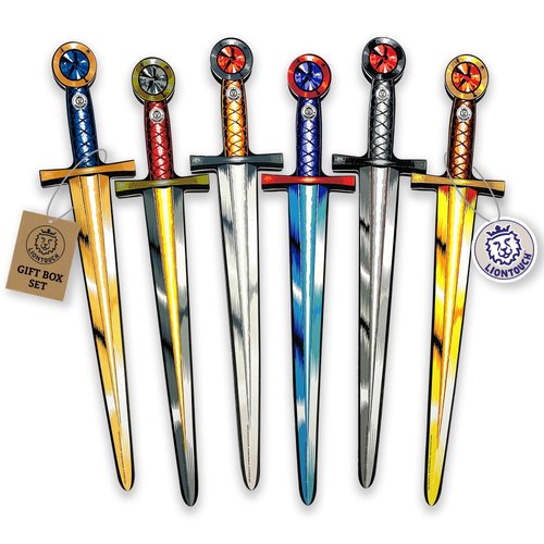Liontouch - Foam Sword Collection, 6-Pack | Colorful Playset of Toy Swords for Boy’s & Girl’s Pretend Play in Medieval Knight Style | Durable & Safe Dress-Up & Costume Accessory for Kid’s Playfights