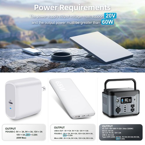 Starlink Mini Cable, 2M/6.6FT Starlink Mini USB C to DC Power Cable 100W USB Type C to DC Satellite Cable Work for 65W+ PD Source Waterproof USB C Male to DC Replacement Starlink Mini USB C to DC Cord