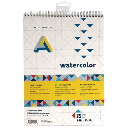 Art Alternatives Watercolor Pad, Spiral Bound, 9" x 12"