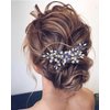 Catery Bride Wedding Hair Comb Blue Rhinestone Side Combs Bridal Hair Piece Headpiece Hair Accessories Headpiece for Women Pack of 1(Blue)