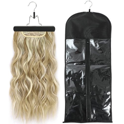 USHUIUS Hair Extension Holder, Extra Long Wig Storage Bag with Hanger, Wig Storage for Multiple Wigs Hairpieces, Portable Wig Bags Storage Style Hair Travel Hair Extensions Bag (31.5 Inch, 1Pcs Black)
